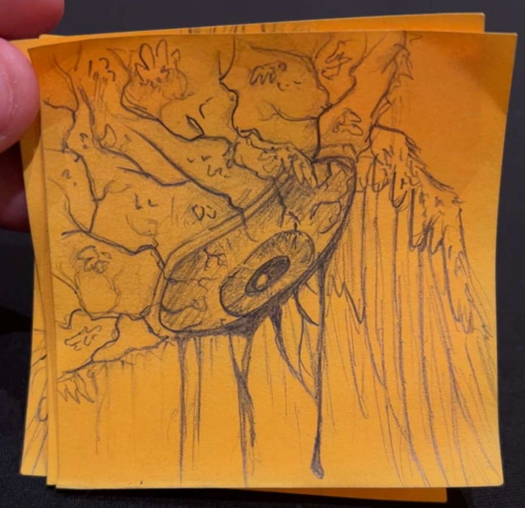 One of my stickynote drawings of a part of the Cherub